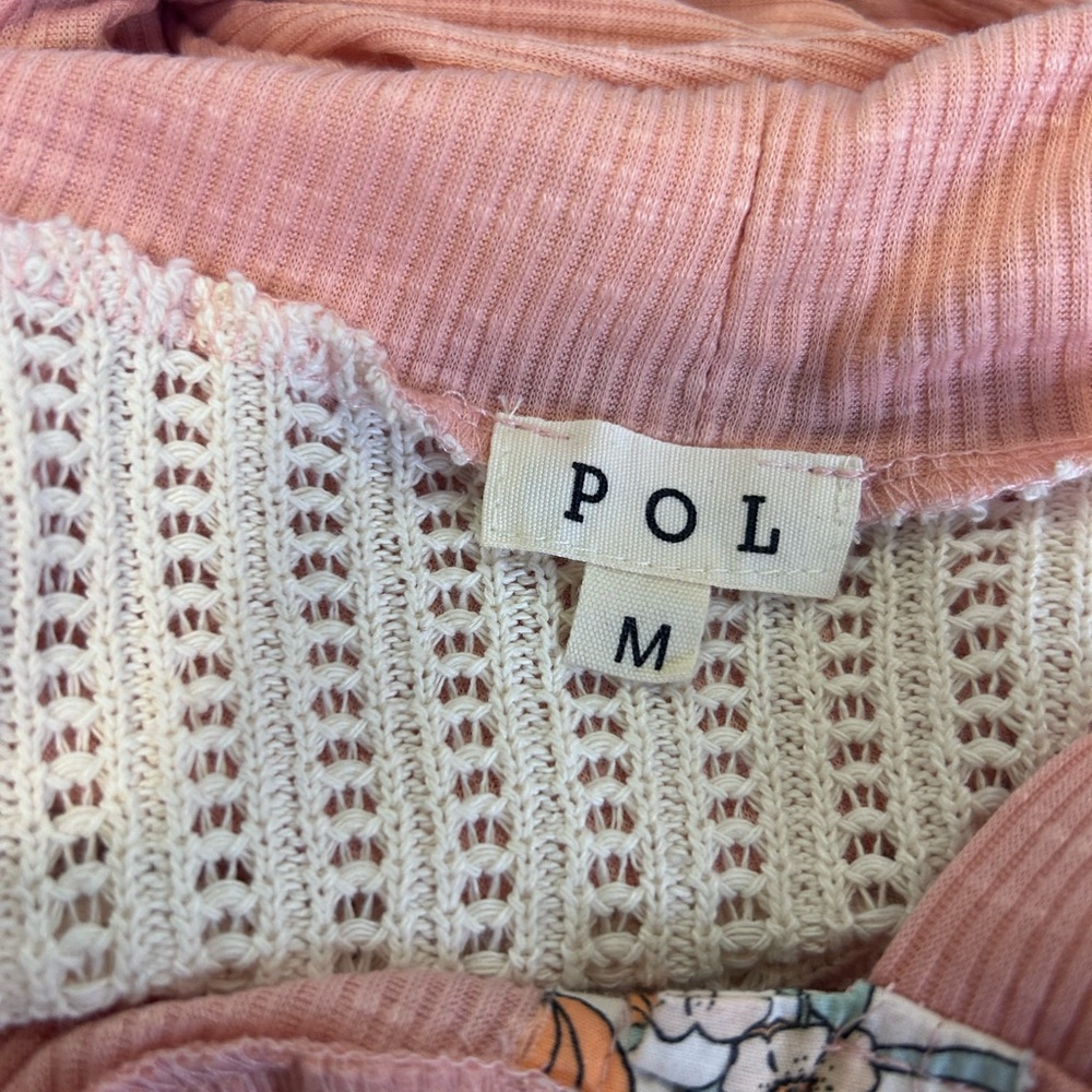 🌸”POL” NWOT Pink & Cream Floral Peace Sign Hoodie w/ Drawstring & Very Oversized - Picture 10 of 17